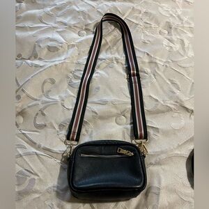 Pom Pom London black leather crossbody